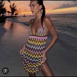 BNWT Zara Crochet Knit Mini Dress Multi Color